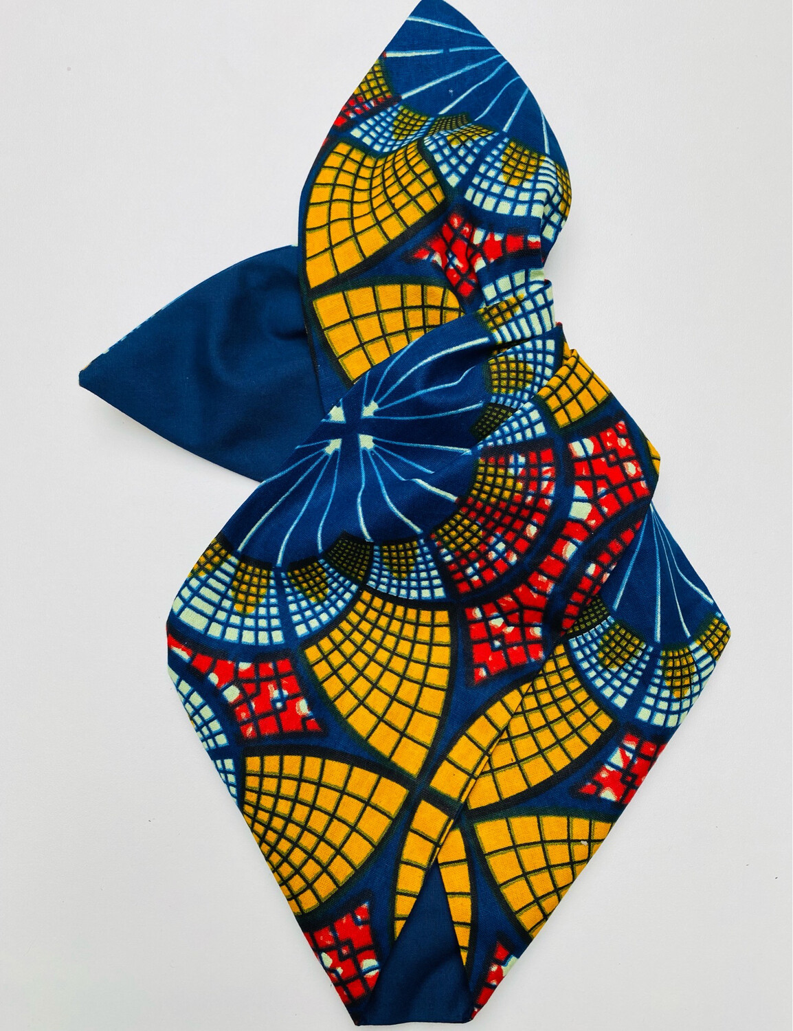 Blue , Mustard And Red African Ankora Design Wired Hairband