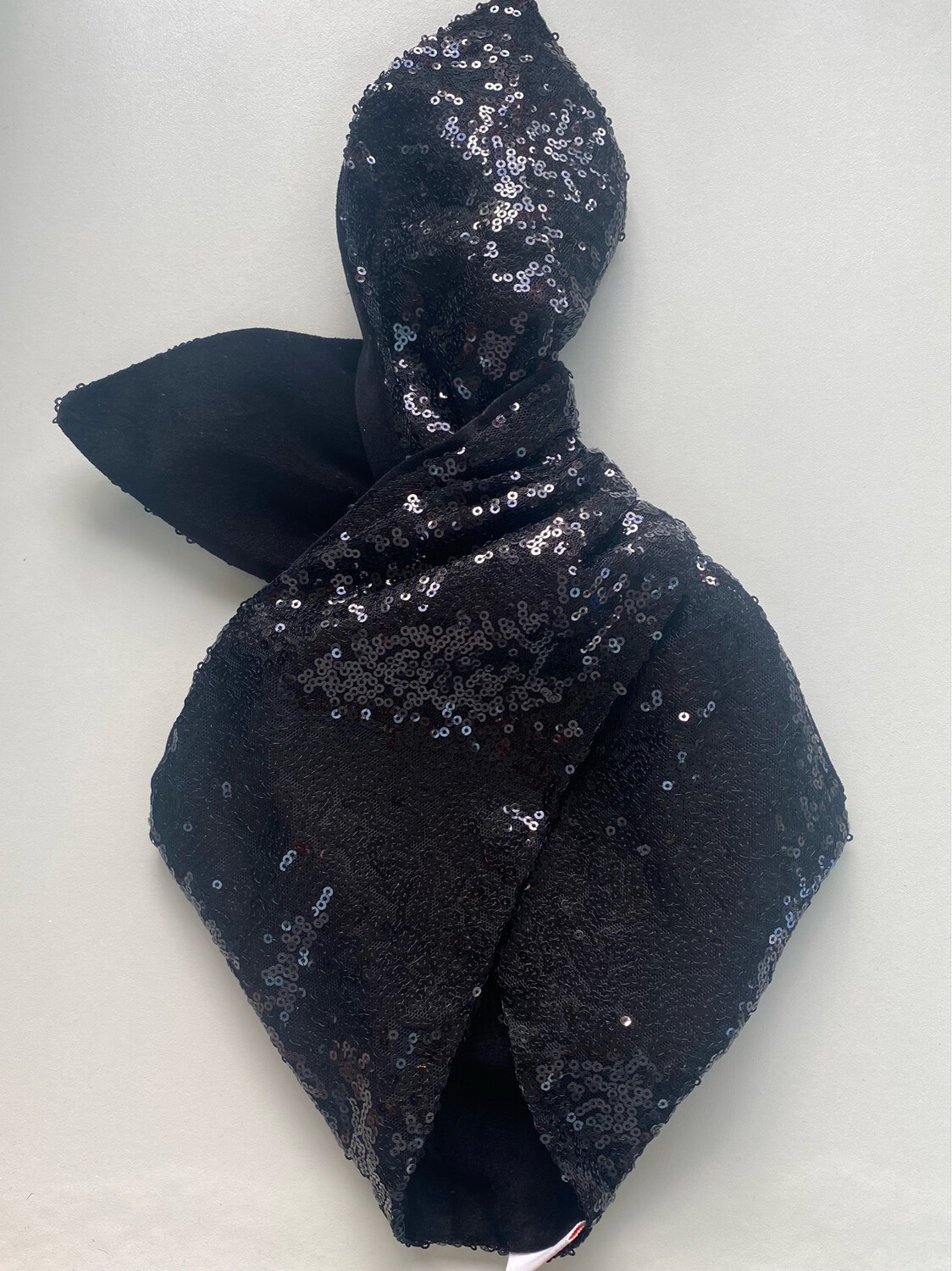 Black Sequin And Velvet Wired Hairband