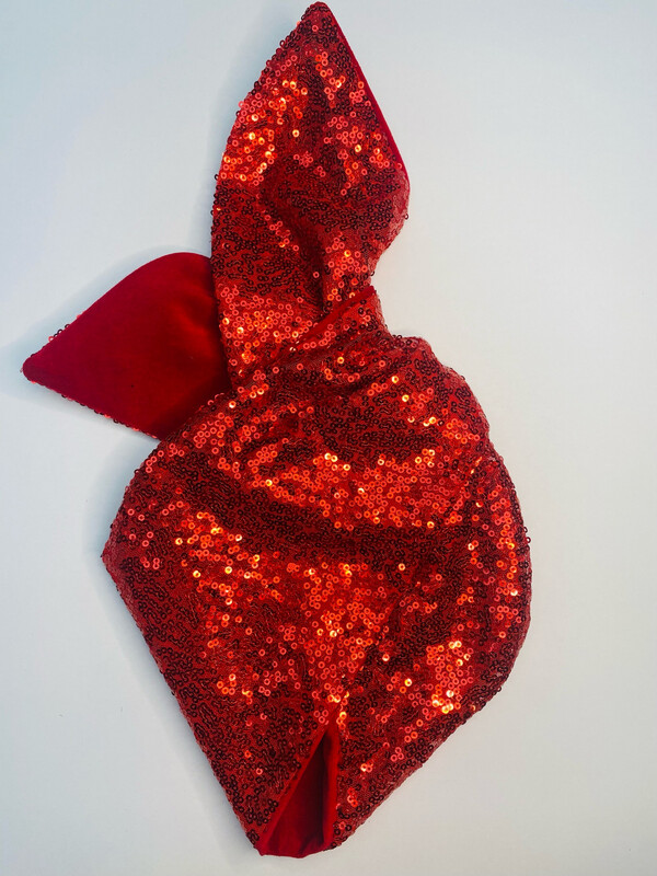 Red Sequins And Velvet Wired Hairband