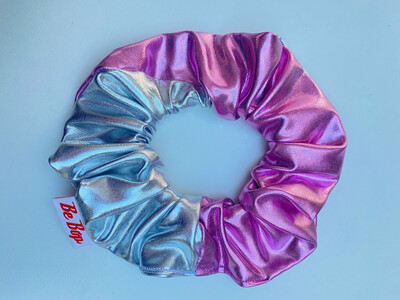Silver And Pink Metallic Scrunchie