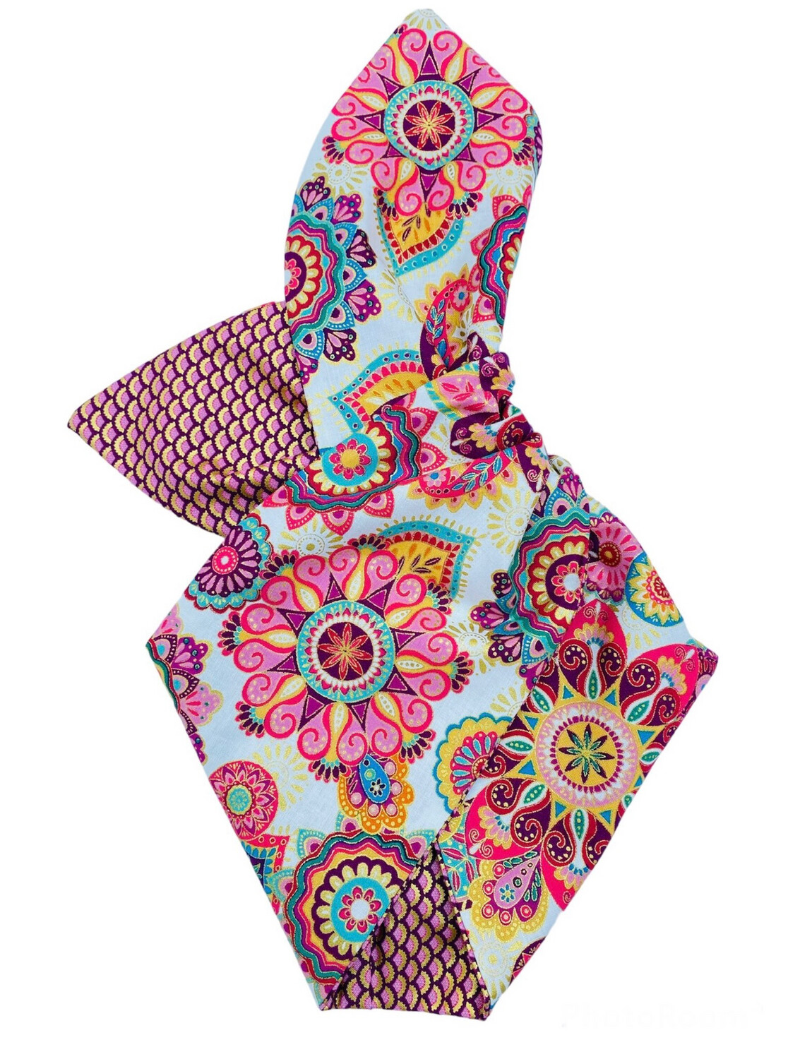 Boho Pink And Gold Wired Hairband