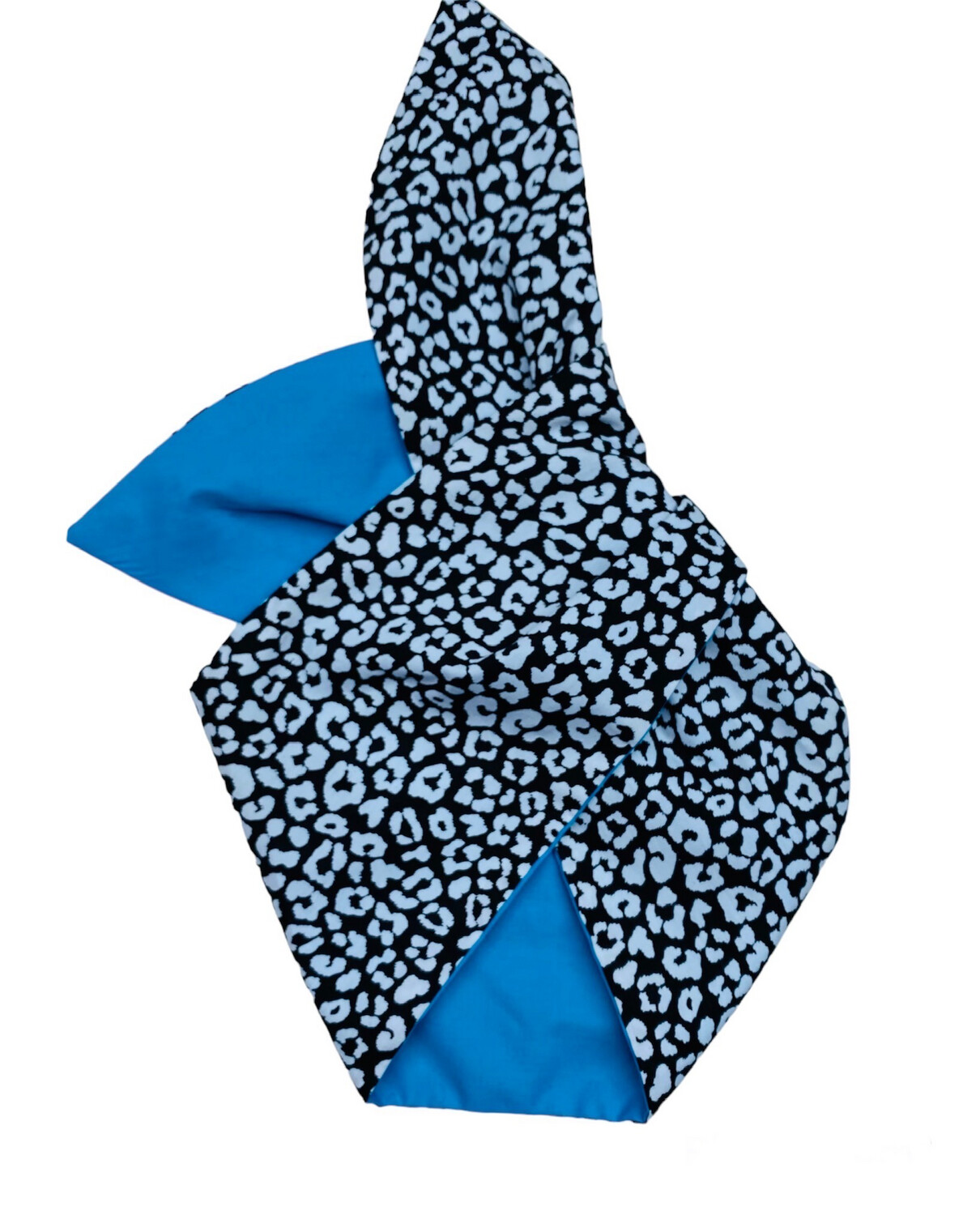 Black And White Leo With Turquoise Reverse , Wired Hairband Black And White Leo With Turquoise Reverse , Wired Hairband