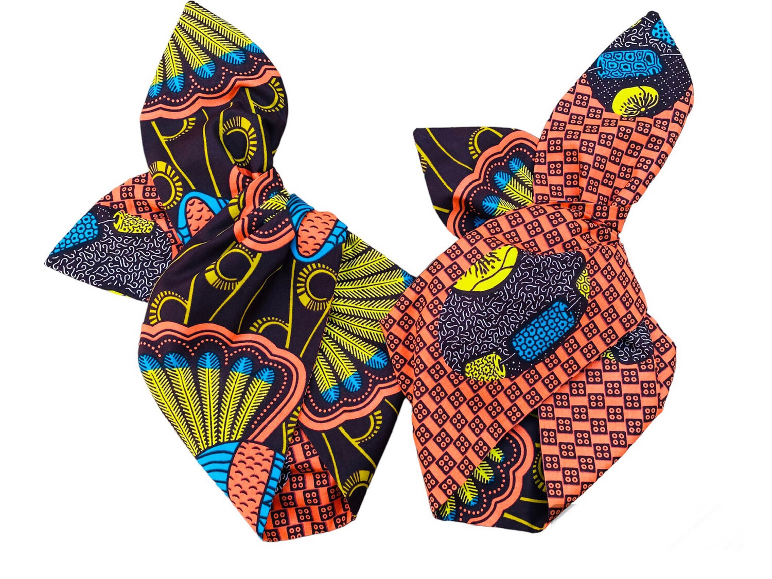 Orange ANKARA Double Design Wired Hairband Orange ANKARA Double Design Wired Hairband