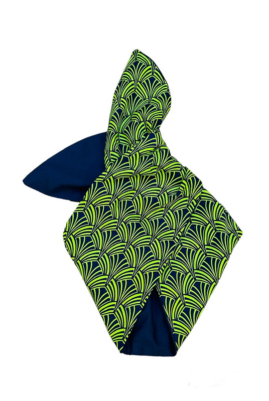 Lime And Navy Art Deco Wired Hairband