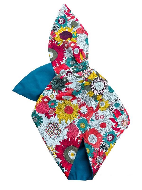Retro Style Floral With Teal Reverse Wired Hairband