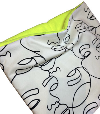 Abstract Face Design, Backed With Neon Yellow Snood
