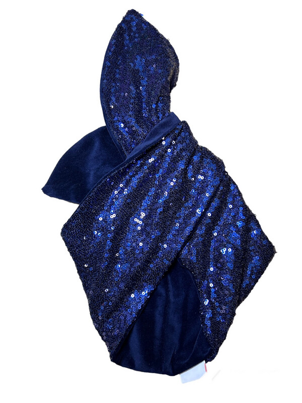 Navy Sequin With Navy Velvet Backing Wired Hairband