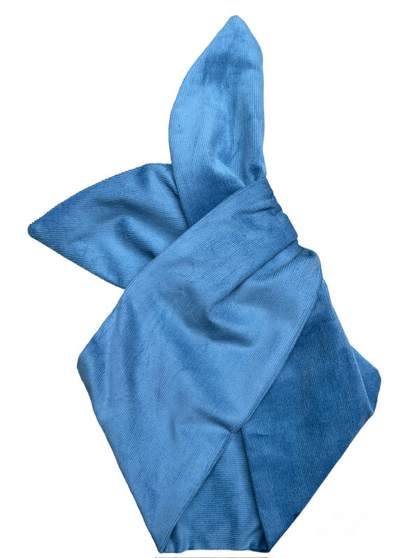 Blue Corduroy Wired Hairband