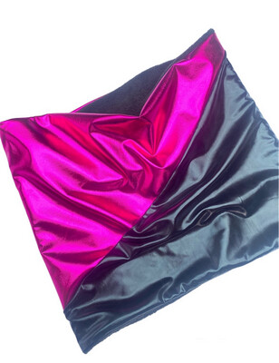 Metallic And Fleece Snood In Cerise Pink And Black