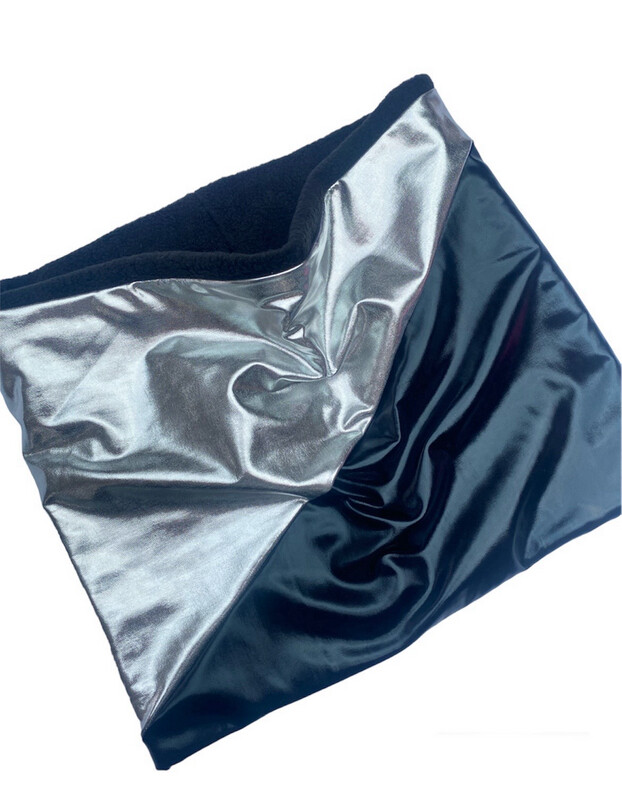 Metallic And Fleece Snood In Silver And Black