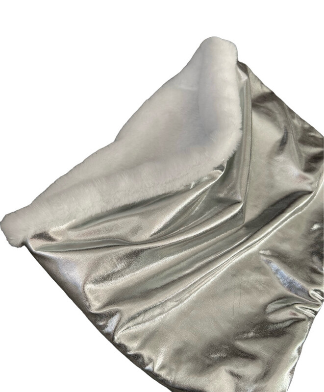 Silver Metallic And White Fur Snood