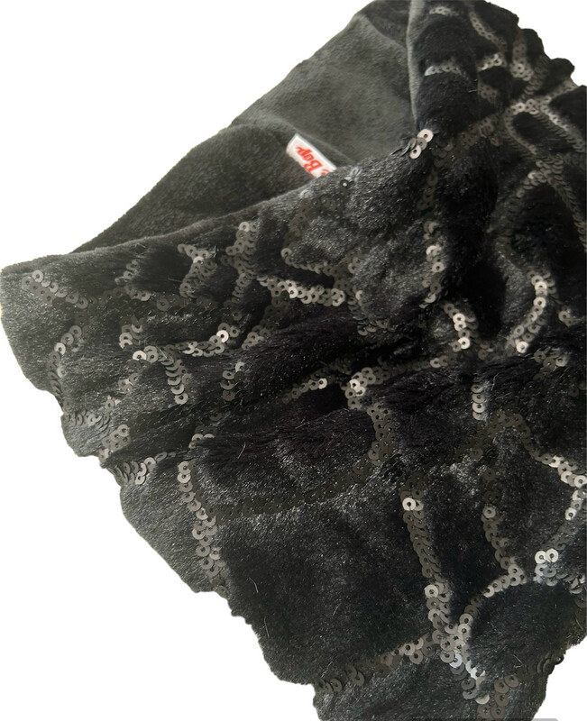Black Sequin , Fur Snood