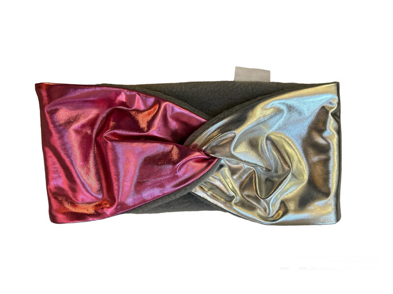 Metallic Pink And Silver Fleece Headband