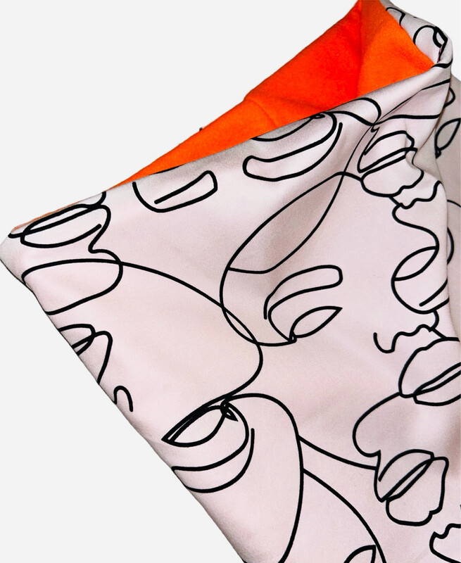 Abstract Monochrome Snood With Neon Orange