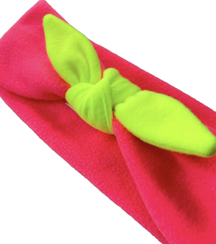 Neon Pink And Yellow Fleece Headband