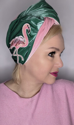 Flamingo Velvet Turban