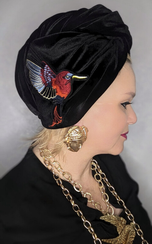 Black Velvet Hummingbird Turban