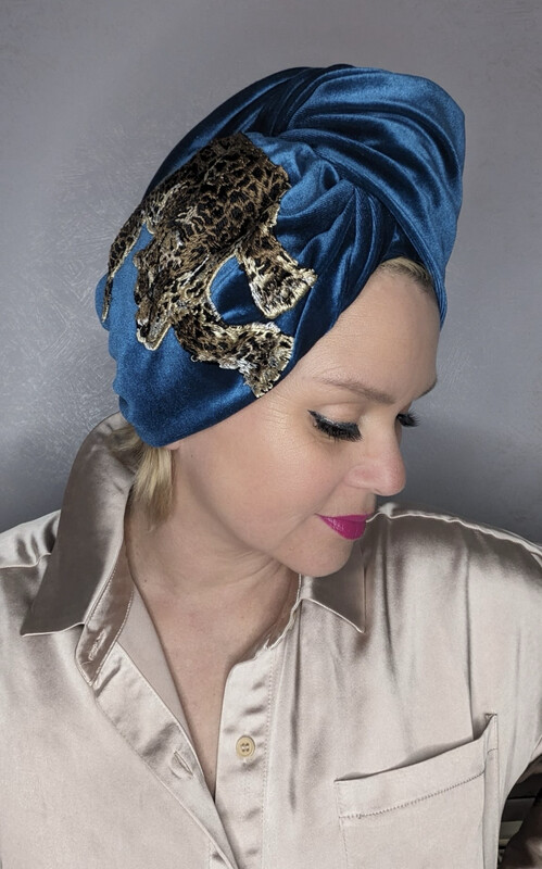 Blue Leopard Turban