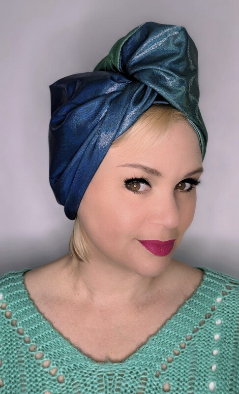 Ombré Green And Teal Turban