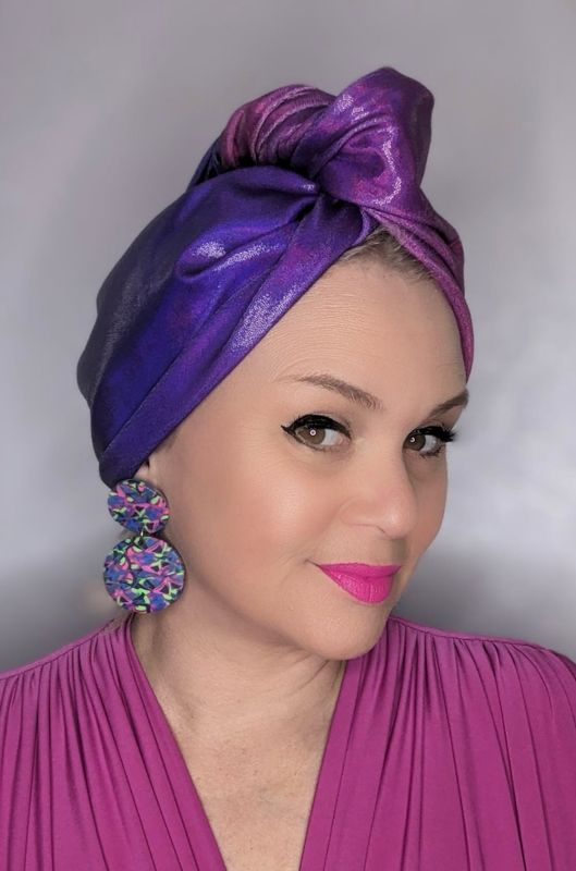 Ombré Purple To Hot Pink Stretch Turban