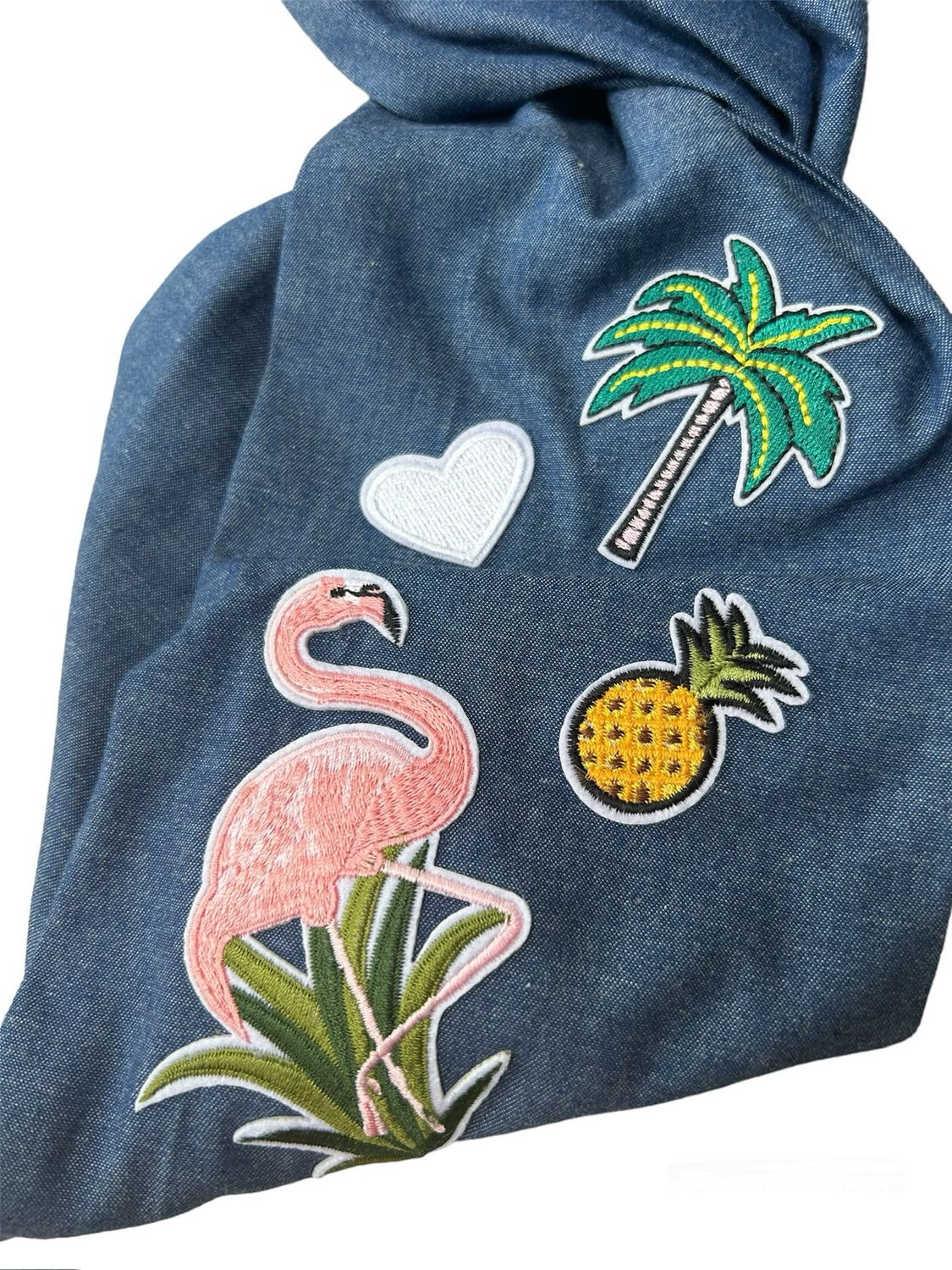 Denim Badge ( One Off) Wired Hairband