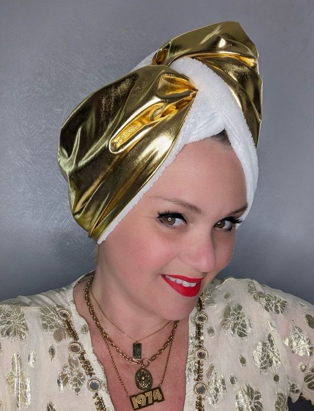 Gold Metallic Toweling Turban
