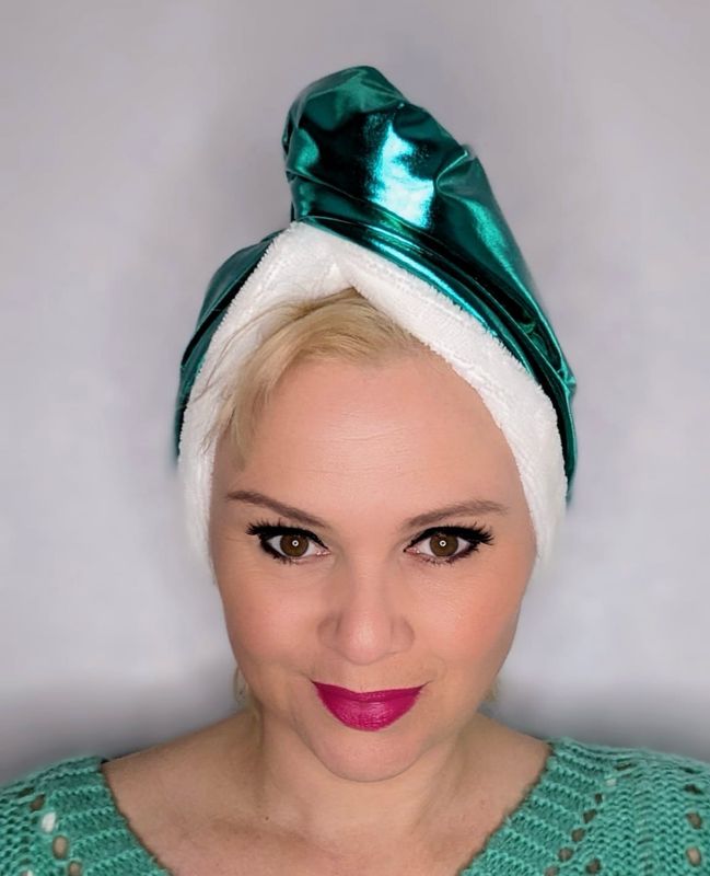 Jade Metalic And Towelling Turban