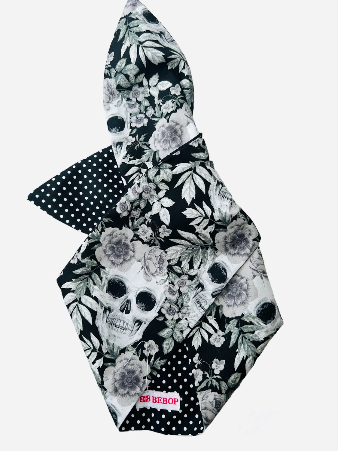 Grey And Blk Skulls And Roses Wired Hairband