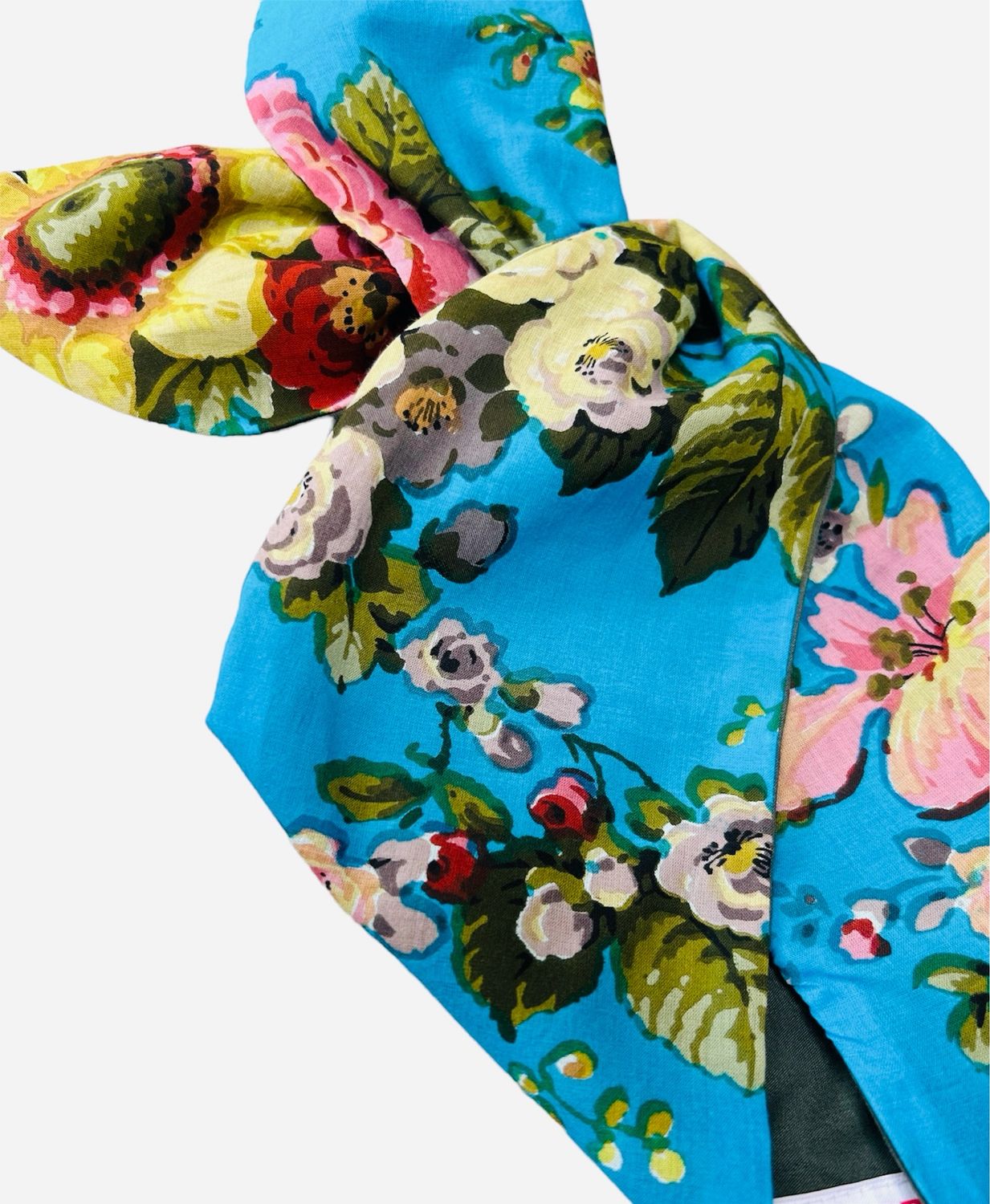 Turquoise Vintage Floral And Khaki Wired Hairband