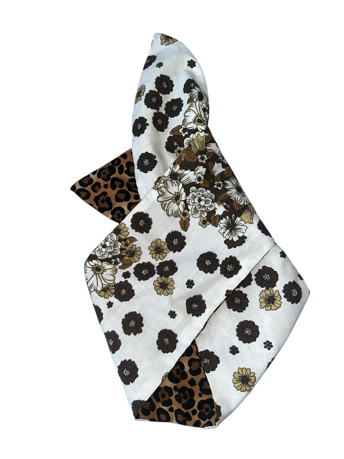 Vintage Brown Floral And Leopard Wired Hairband