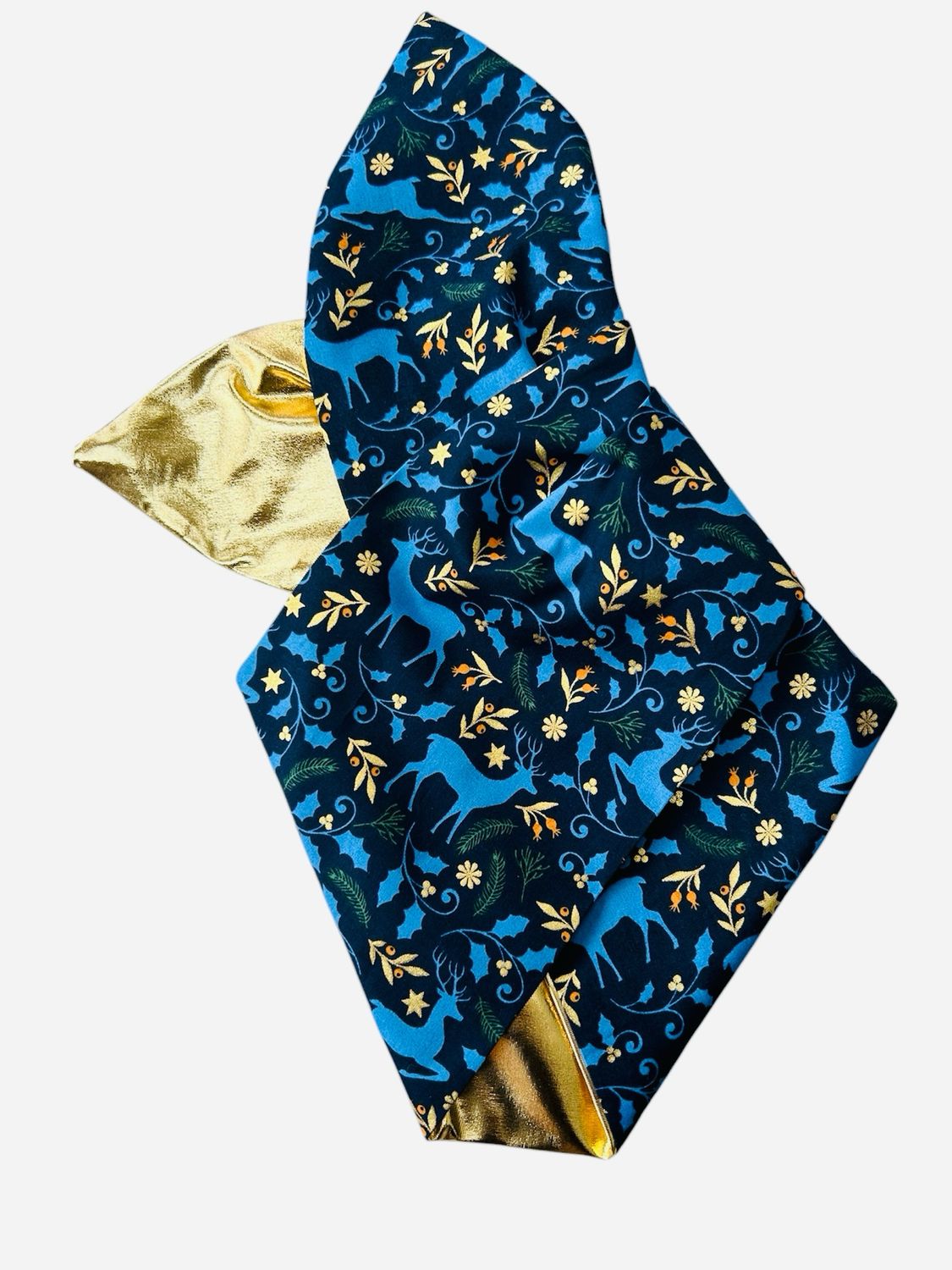 Blue And Gold Christmas Stag Wired Hairband