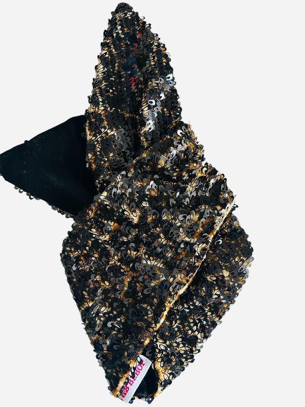 Velvet Leopard And Sequin Wired Hairband