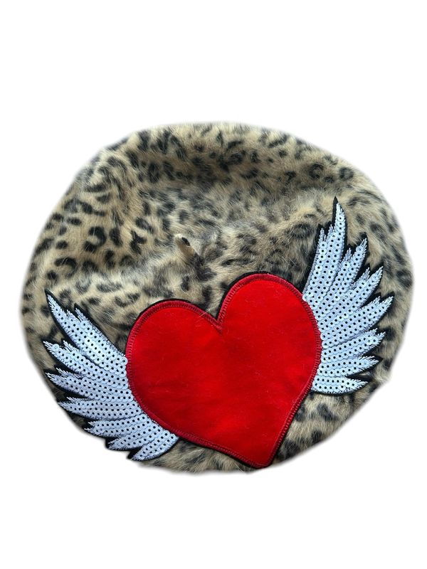 Heart Wing Leopard Beret