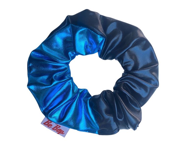 Blue And Blk Metallic Scrunchie
