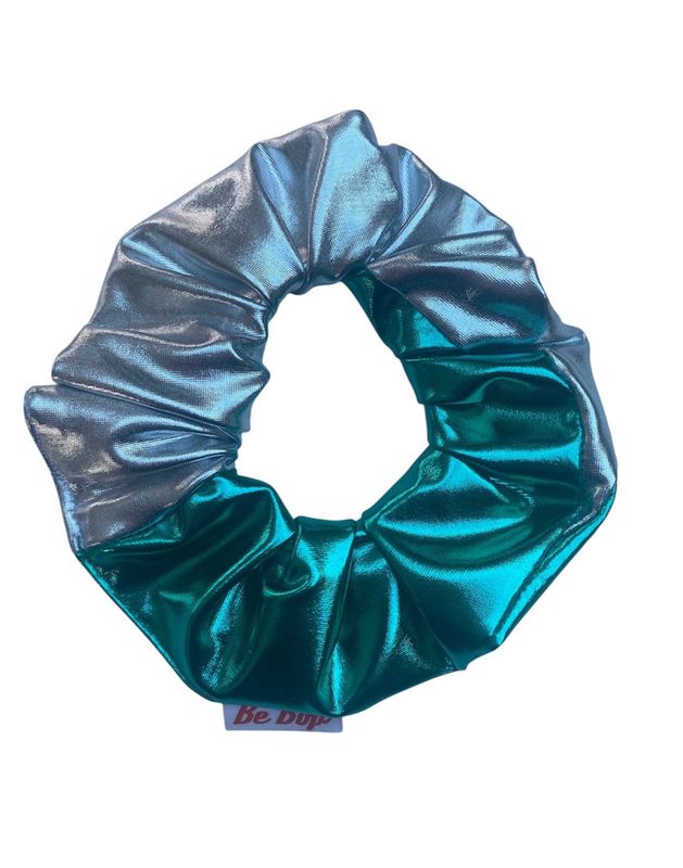 Silver And Jade Metallic Scrunchie