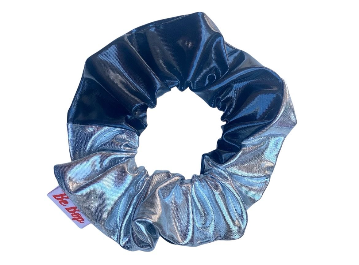 Silver And Black Metallic Scrunchie