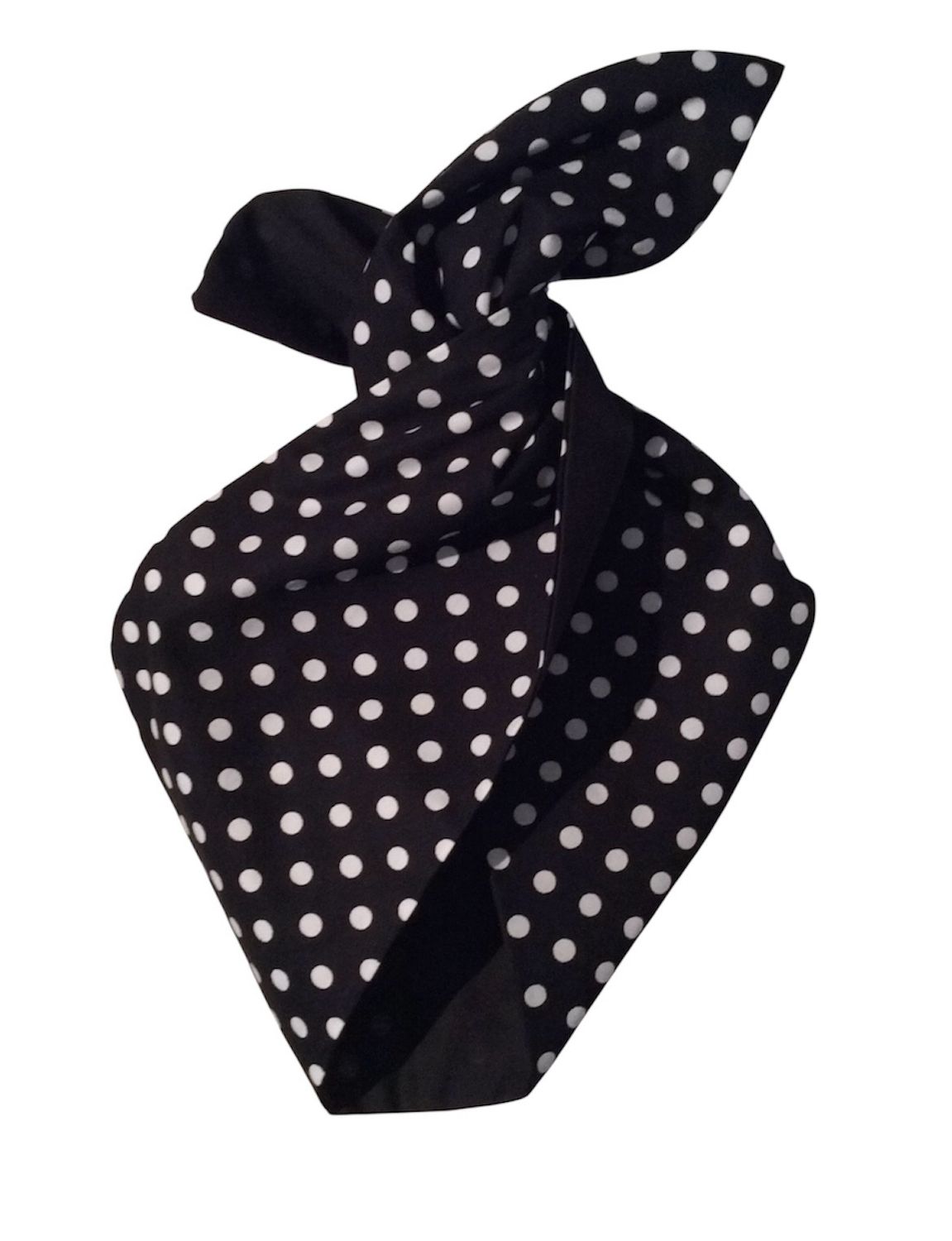 Black polka dot / black reversible wired Hairband