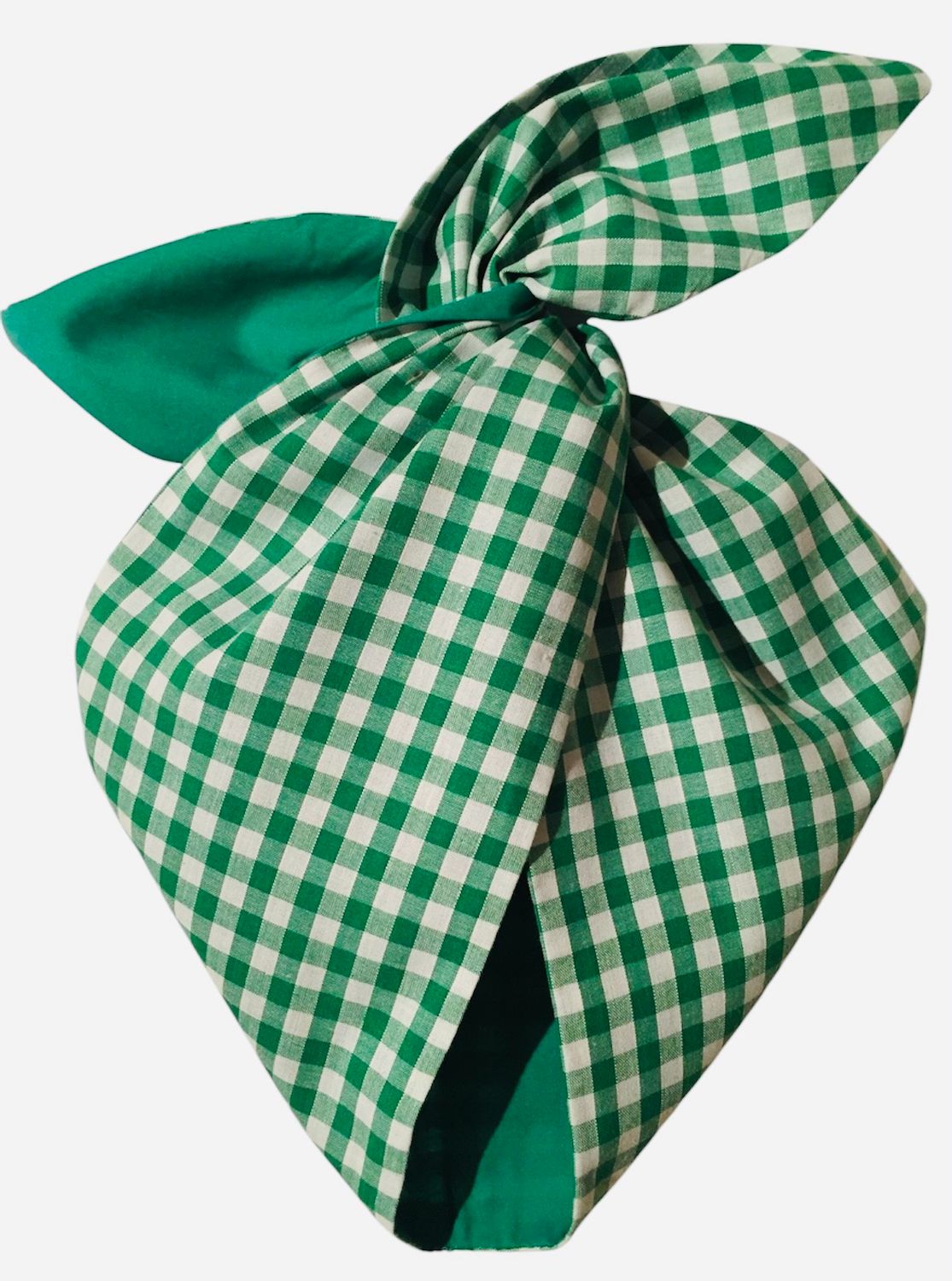 Green gingham / plain green wired hairband