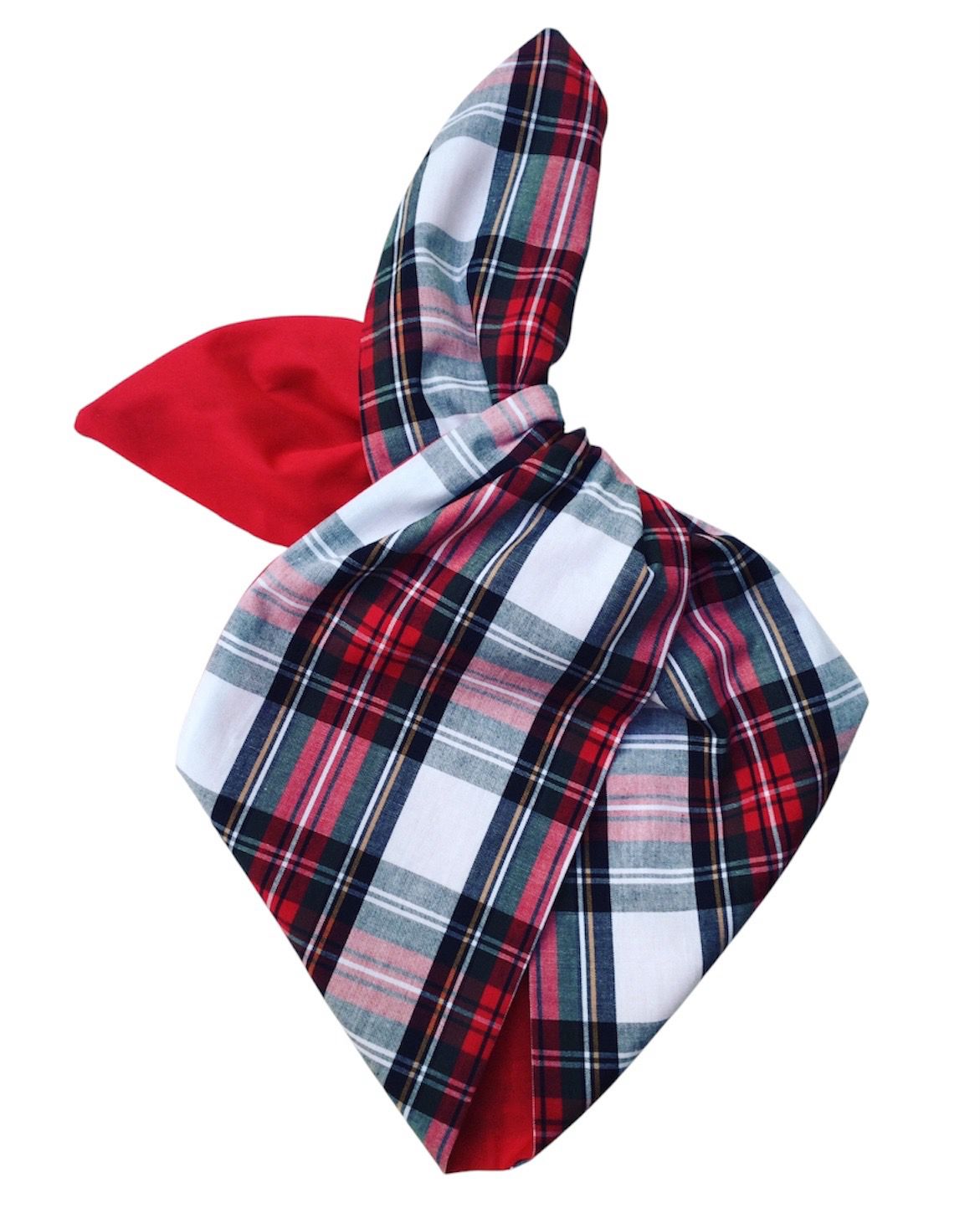 White tartan with red reverse wired hairband