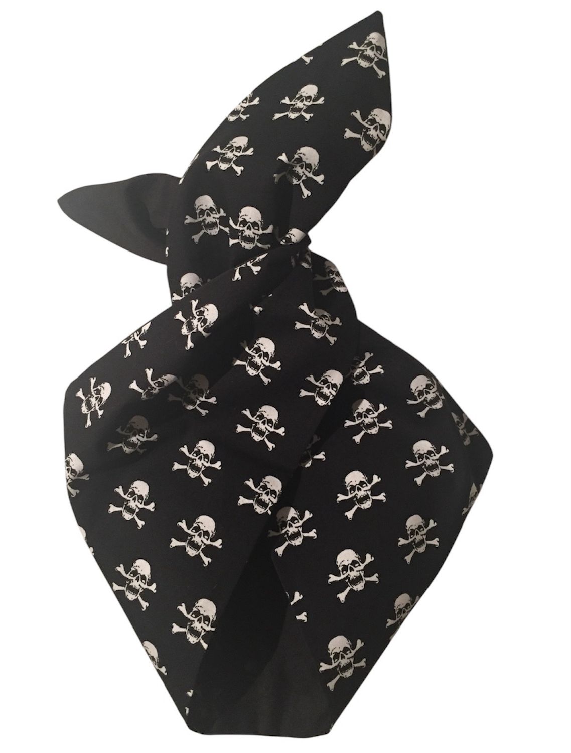 Jolly Roger blk with white skull wired hairband