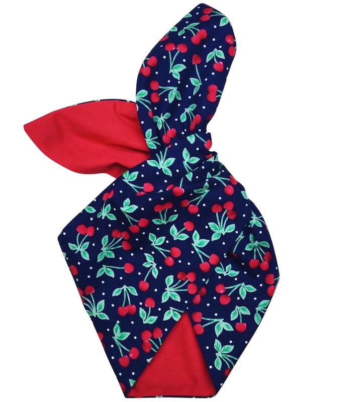 Navy cherry with red backing wired Hairband