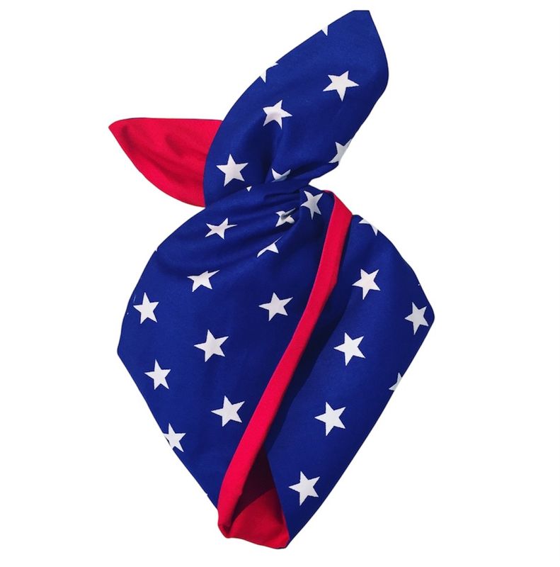 Royal blue stars with plain red backing ( WonderWoman) hairband