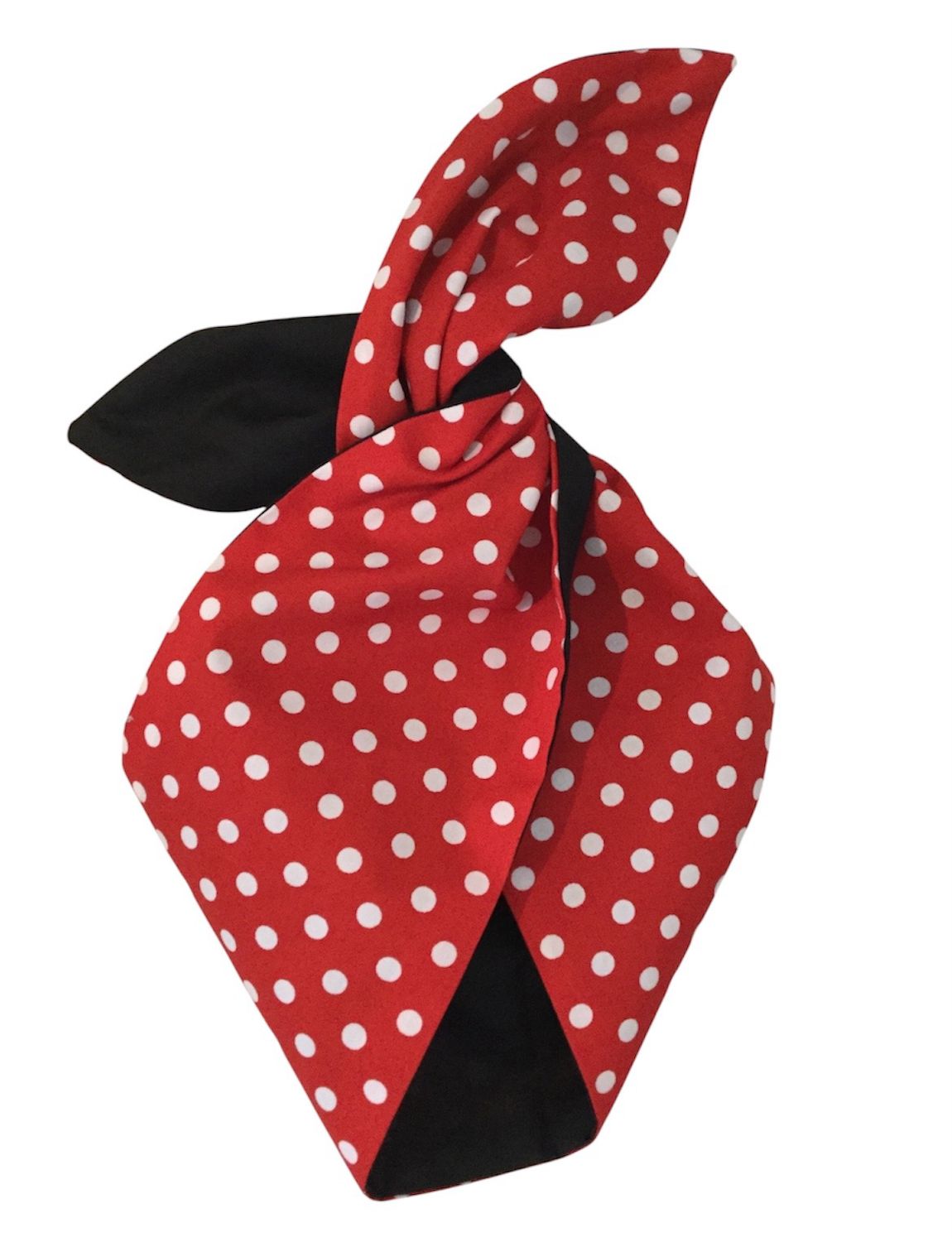 Red polka/ blk Minnie hairband