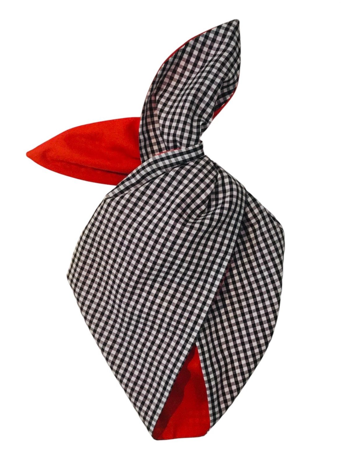 Black gingham ( mini gingham ) with red wired hairband 