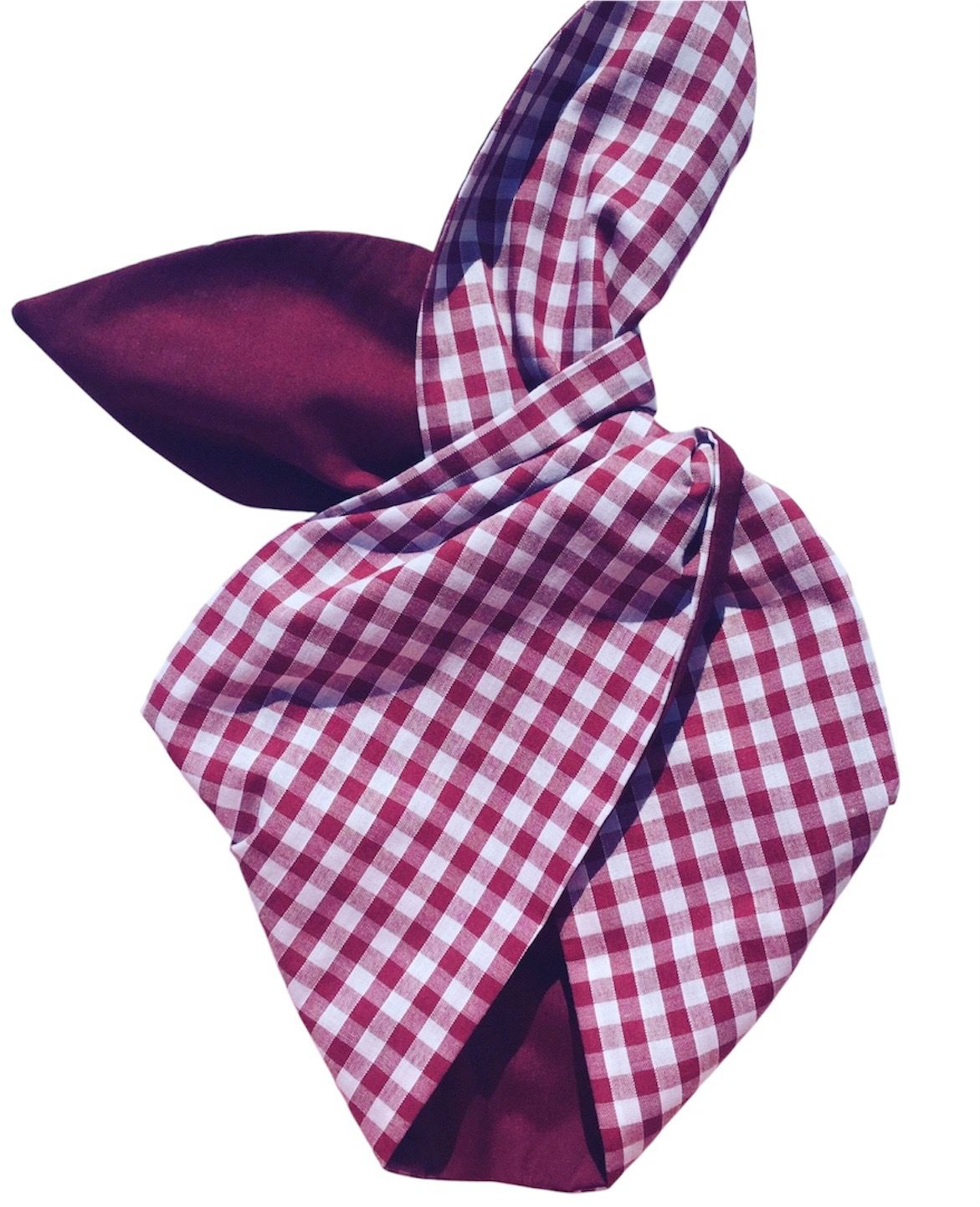 Wine Gingham Wired Hairband
