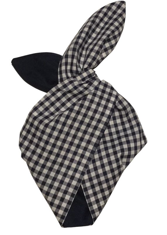 Navy Gingham Wired Hairband