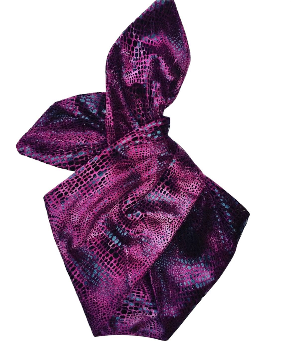 Fushia Snakeskin Effect Velvet Wired Hairband