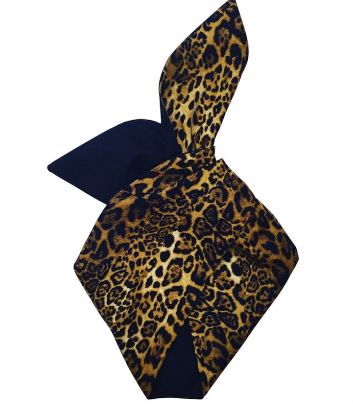 Cheetah Design With Plain Black Reversible Wired Hairband