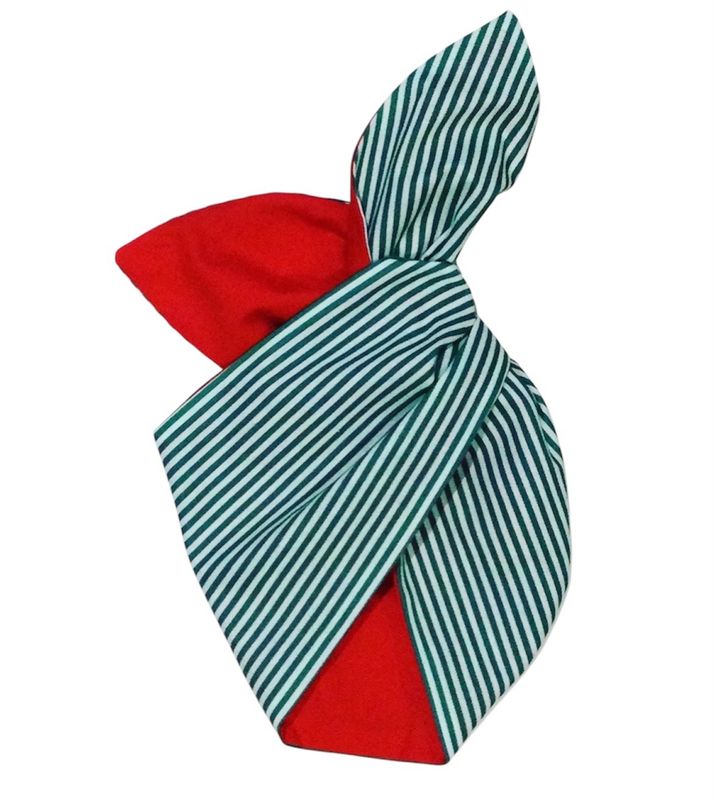 Green Candy Stripe With Red wired Hairband