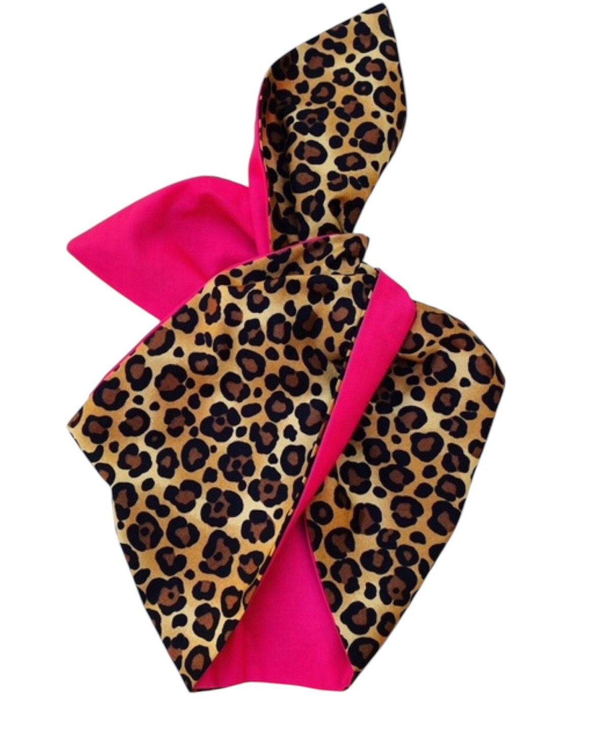 Leopard Print With Cerise Wired Hairband